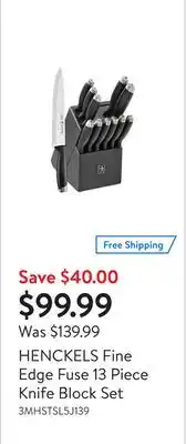 Walmart Henckels fine edge fuse 13 piece knife block set offer