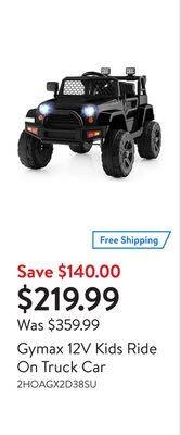 Walmart Gymax 12v kids ride on truck car offer