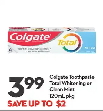 Longo's Colgate toothpaste total whitening or clean mint offer
