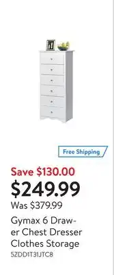 Walmart Gymax 6 drawer chest dresser clothes storage offer