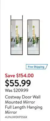 Walmart Costway door wall mounted mirror full length hanging mirror offer