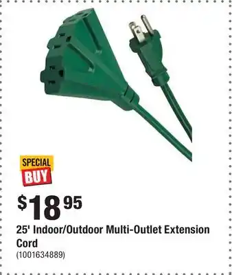 Home Depot 25' indoor/outdoor multi-outlet extension cord offer