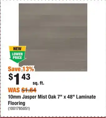 Home Depot 10mm jasper mist oak 7 x 48 laminate flooring offer
