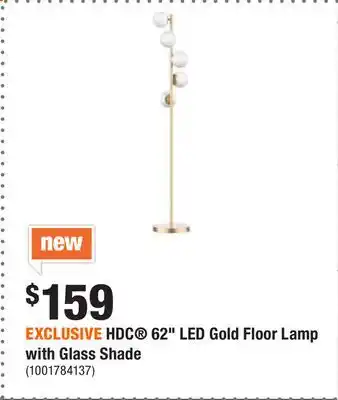 Home Depot Exclusive hdc 62 led gold floor lamp with glass shade offer
