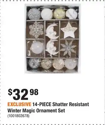 Home Depot Exclusive 14-piece shatter resistant winter magic ornament set offer