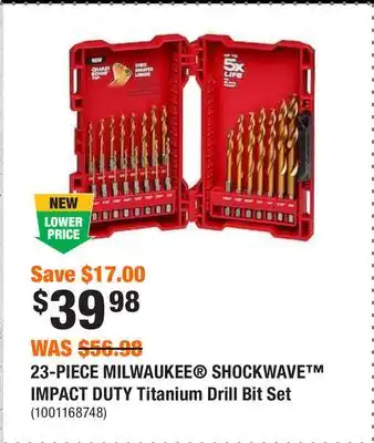 Home Depot 23-piece milwaukee shockwave impact duty titanium drill bit set offer