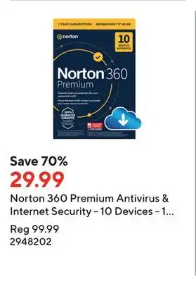 Staples Norton 360 premium antivirus & internet security - 10 devices - 1 year subscription [digital download] offer