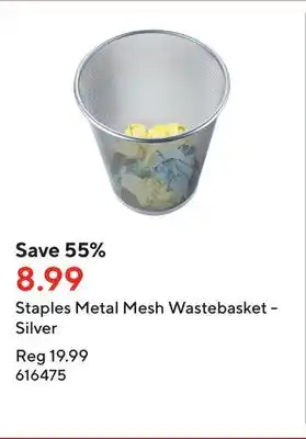 Staples Staples metal mesh wastebasket - silver offer