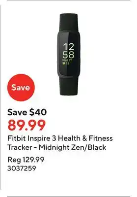 Staples Fitbit inspire 3 health & fitness tracker - midnight zen/black offer