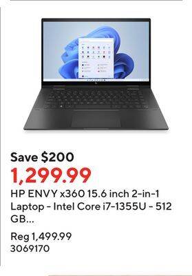 Staples Hp envy x360 15.6 inch 2-in-1 laptop - intel core i7-1355u - 512 gb ssd - 16 gb ram - windows 11 home offer