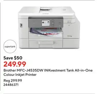 Staples Brother mfc-j4535dw inkvestment tank all-in-one colour inkjet printer offer