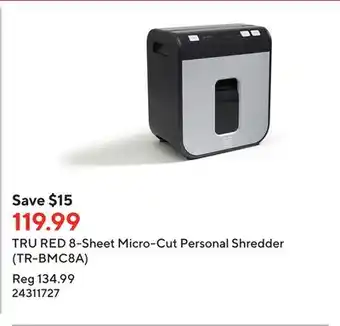Staples Tru red 8-sheet micro-cut personal shredder (tr-bmc8a) offer