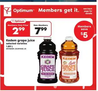 Loblaws Kedem grape juice, 1.89 l offer