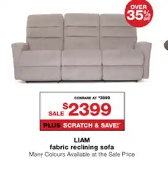 La Z Boy Liam fabric reclining sofa offer
