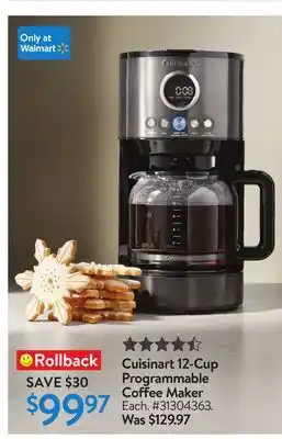 Walmart Cuisinart 12-cup programmable coffee maker offer