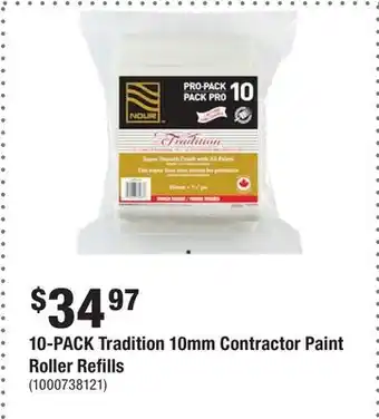 Home Depot 10-pack tradition 10mm contractor paint roller refills offer