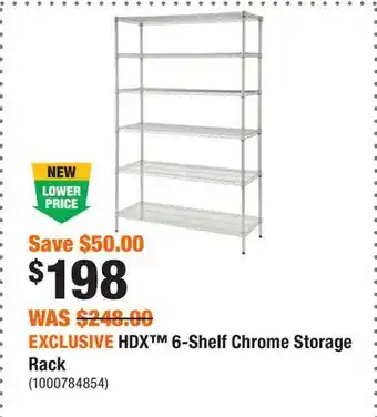 Home Depot Exclusive hdx 6-shelf chrome storage rack offer