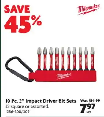 Home Hardware 10 pc. 2 impact driver bit sets offer