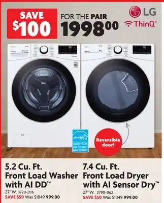 Home Hardware 5.2 cu. ft. front load washer with ai dd offer