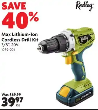 Home Hardware Max lithium-ion cordless drill kit offer