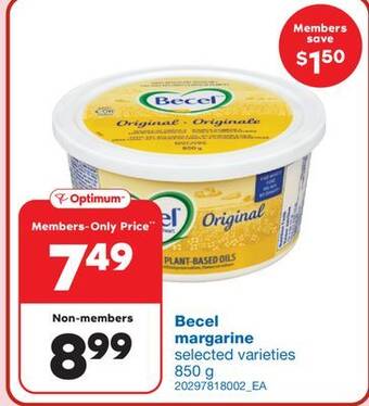 Wholesale Club Becel margarine, 850g offer