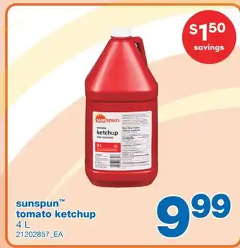 Wholesale Club Sunspun tomato ketchup, 4 l offer