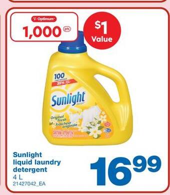 Wholesale Club Sunlight liquid laundry detergent, 4l offer