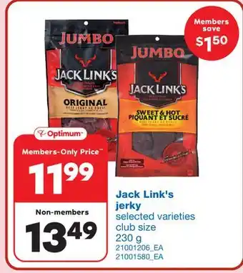 Wholesale Club Jack link's jerky, 230 g offer