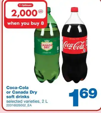 Wholesale Club Coca-cola or canada dry soft drinks, 2l offer