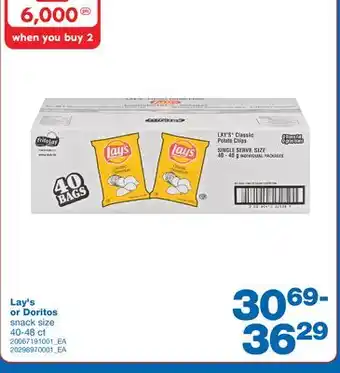 Wholesale Club Lay's or doritos snack size, 40-48 ct offer