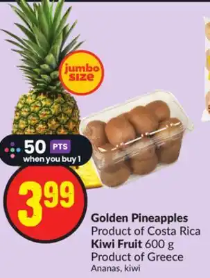 FreshCo Golden pineapples product of costa rica kiwi fruit 600 g product of greece offer