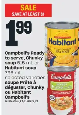 Valu-mart Soupe prête à déguster, chunky ou habitant campbell's offer