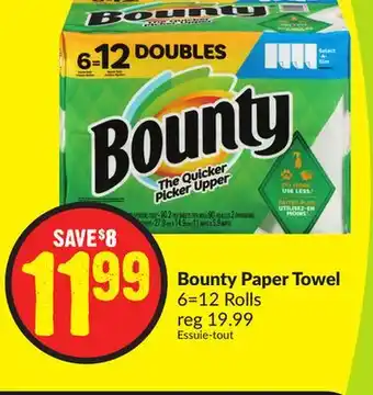 FreshCo Bounty paper towel 6=12 rolls offer