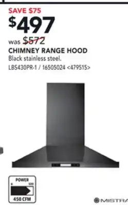 RONA Mistral chimney range hood offer