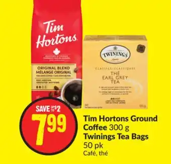 FreshCo Tim hortons ground coffee 300 g twinings tea bags 50 pk offer