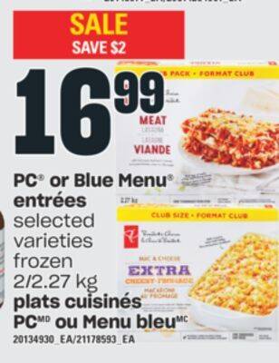 Valu-mart Plats cuisinés pc ou menu bleu offer