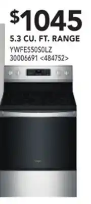 RONA Whirlpool 5.3 cu. ft. range offer