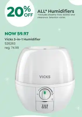 Babies 'R' Us Vicks 3-in-1 humidifier offer