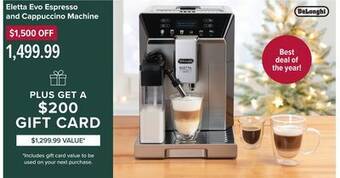 Linen Chest Eletta evo espresso and cappuccino machine offer