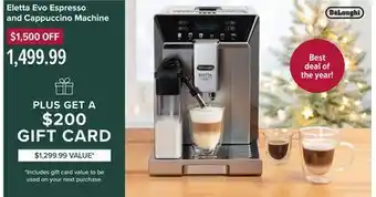 Linen Chest Eletta evo espresso and cappuccino machine offer
