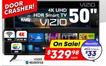 Factory Direct Vizio 50 4k uhd hdr smart tv offer