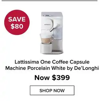 Linen Chest Lattissima one coffee capsule machine porcelain white by de'longhi offer