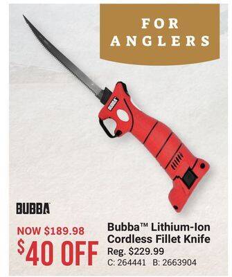 Bass Pro Bubba lithium-ion cordless fillet knife offer