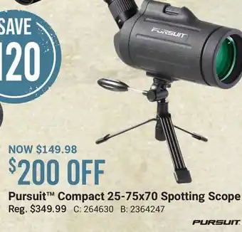 Bass Pro Pursuit compact 25-75x70 spotting scope offer