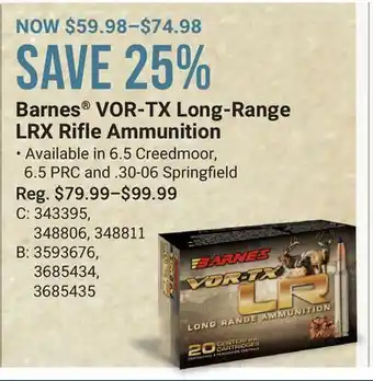 Bass Pro Barnes vor-tx long-range lrx rifle ammunition offer
