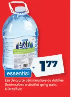 Familiprix Essential demineralized or distilled spring water offer