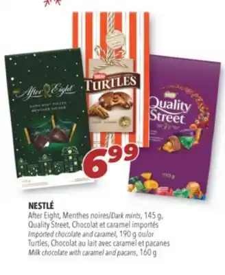 Familiprix Nestlé after eight, menthes dark mints, 145 g, imported chocolate and caramel, 190 g or milk chocolate with caramel and pacan offer