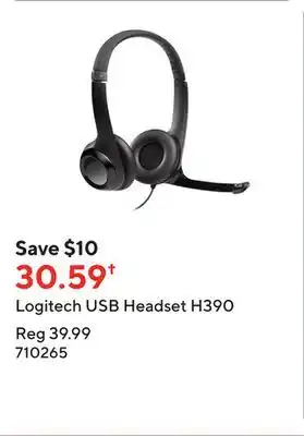 Staples Logitech usb headset h390 offer