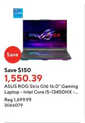 Staples Asus rog strix g16 16.0 gaming laptop - intel core i5-13450hx - rtx 4050 - 512gb ssd - 16gb ddr5 - win11 offer