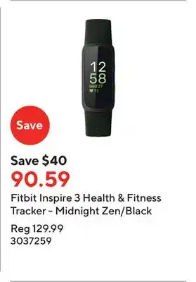 Staples Fitbit inspire 3 health & fitness tracker - midnight zen/black offer